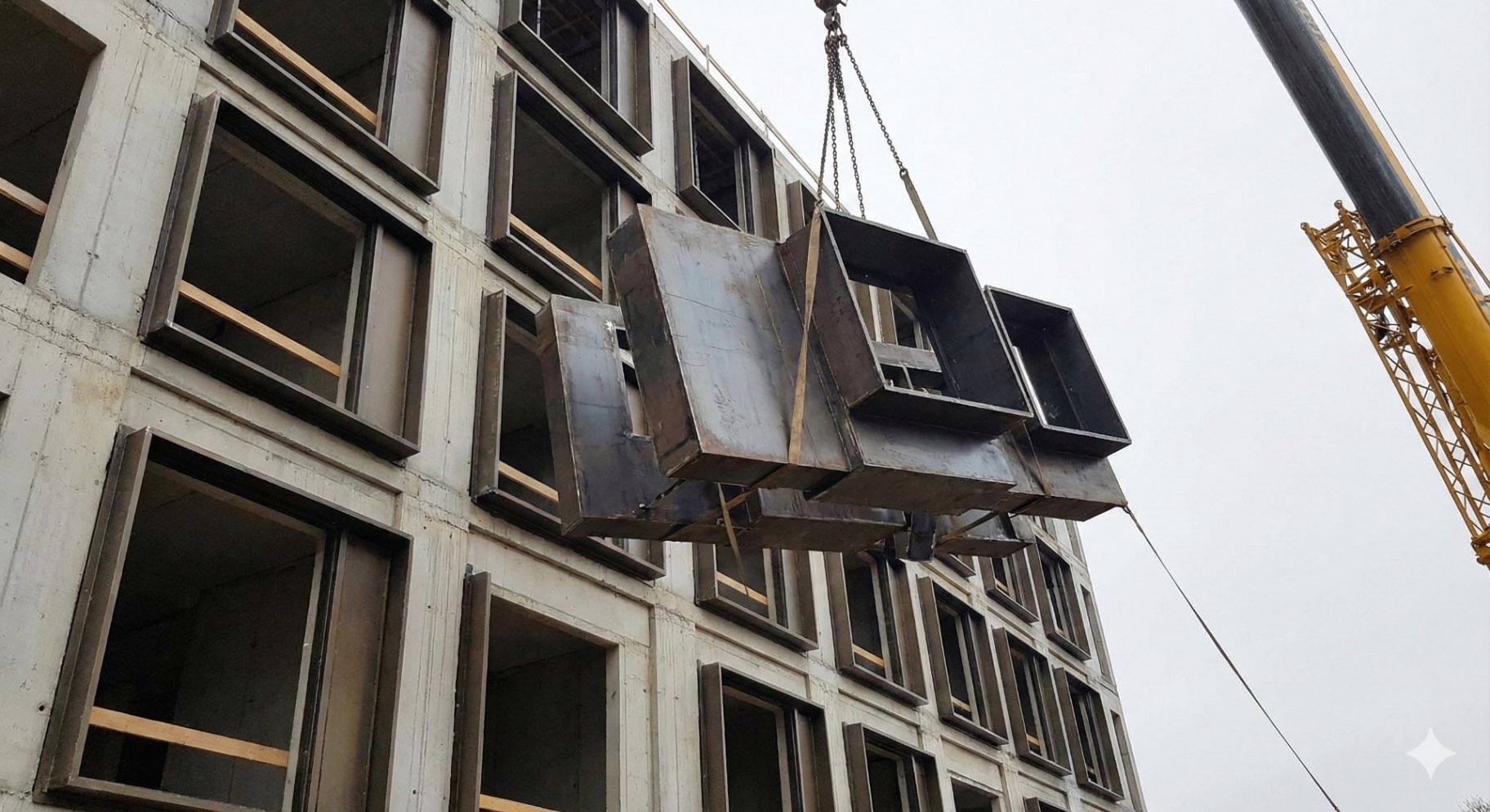 Traditional shrouds being lifted by crane - the old way